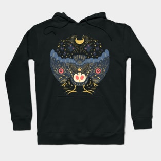 Celestial Blue Mothman with Red Eyes Hoodie